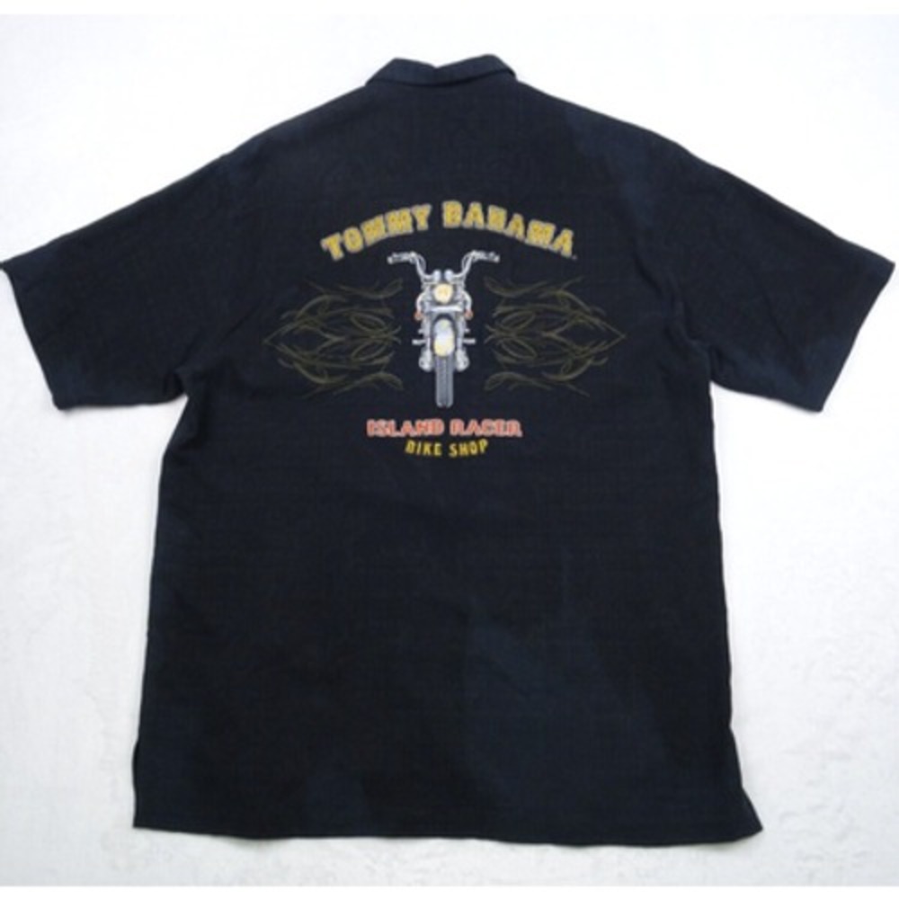 Tommy Bahama Shirt‎ Mens M Black Button Up Island Racer Bike Silk NWT Blemish